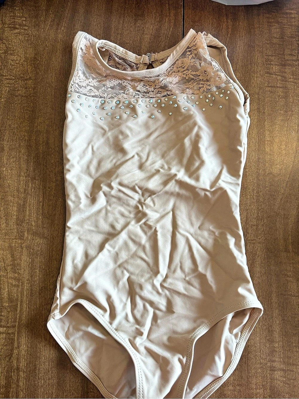 Lace Trim Leotard in Nude Like New
